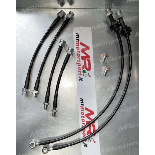 Braided aeronautical brake hoses kit for Grande Punto Abarth / Punto Evo Abarth - 6 pieces (2 FRONT + 4 REAR)