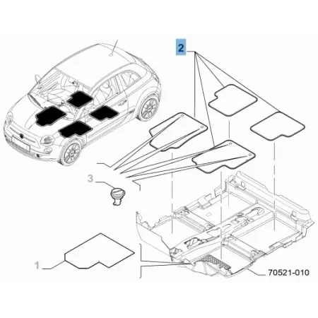 Kit tappeti in moquette per Abarth 500 Manual Gear