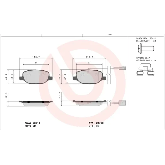 Brembo rear pads Alfa Romeo Giulietta 1750 tbi