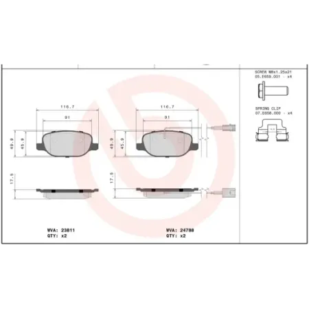 Brembo rear pads Alfa Romeo Giulietta 1750 tbi