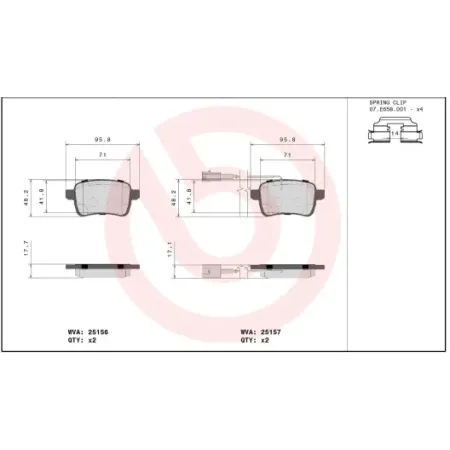 Pastiglie posteriori Brembo Alfa Romeo Giulietta 1400 t-jet