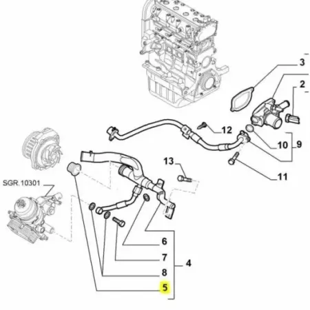 GUARNIZIONE TUBAZIONE POMPA ACQUA FIAT-ALFA-LANCIA NUOVA ORIGINALE