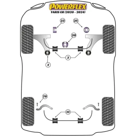 Boccola barra antirollio anteriore 24,2 mm Yaris Gr Posiz. n°3