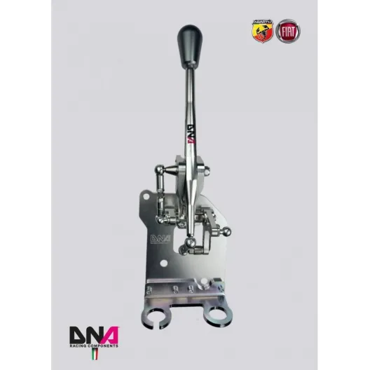 Kit torretta cambio regolabile anodizzata naturale DNA Racing con pomello grigio 500 Abarth