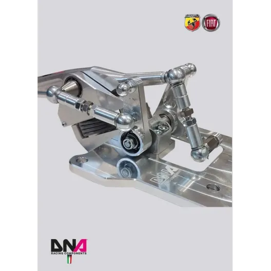 Kit torretta cambio regolabile anodizzata naturale DNA Racing con pomello grigio 500 Abarth