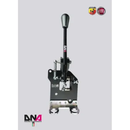 Kit torretta cambio regolabile DNA Racing anodizzata nera pomello grigio 500 Abarth