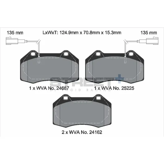Pagid Street pads for 4 pistons 305 mm 500 ABARTH / Punto Abarth Alfa mito 155/170 hp