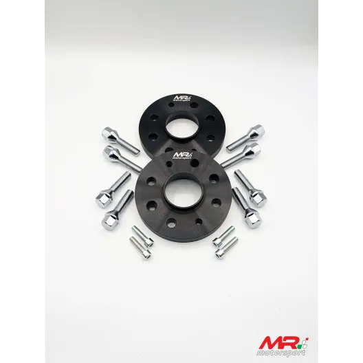 Coppia distanziali 500 abarth spessore 13 mm con bulloneria ANODIZZATI NERI