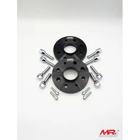 Coppia distanziali 500 abarth spessore 13 mm con bulloneria ANODIZZATI NERI