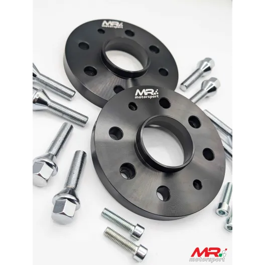 Coppia distanziali 500 abarth spessore 16 mm con bulloneria ANODIZZATI NERI