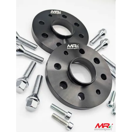 Pair of 500 abarth spacers 16 mm thick with bolts BLACK ANODIZED
