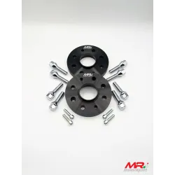Pair of 500 abarth spacers 16 mm thick with bolts BLACK ANODIZED 2
