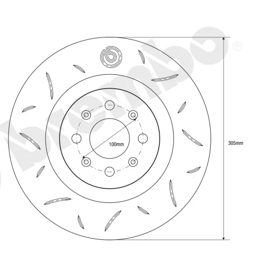 Coppia di dischi DISCO BREMBO SPORT | TY3 305 mm per Impianto Brembo 500 595 ABARTH