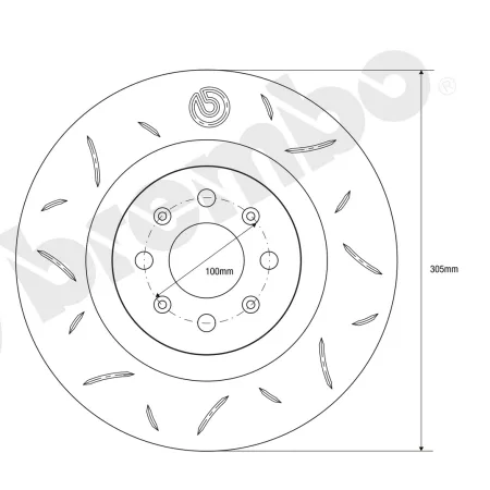 copy of Pair of 305 mm discs for Brembo 500 595 Abarth
