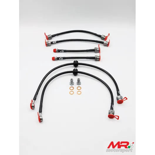 Braided aeronautical brake hoses kit for Grande Punto Abarth / Punto Evo Abarth - 6 pieces (2 FRONT + 4 REAR)