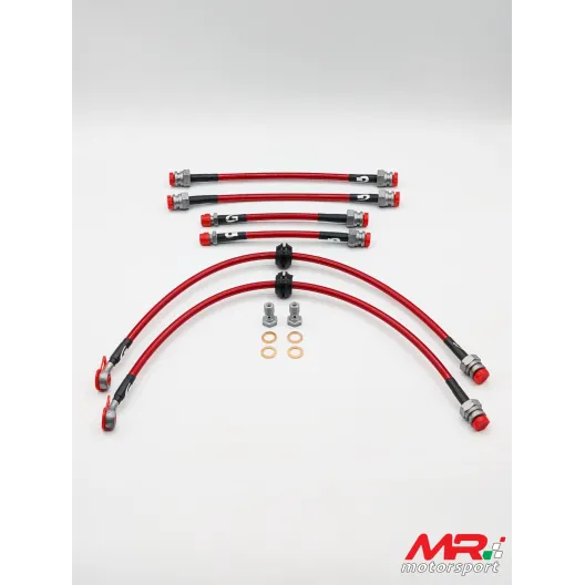 Kit tubi freno aeronautici in treccia per Grande punto Abarth / Punto Evo Abarth - 6 pezzi (2 ANTERIORI + 4 POSTERIORI )